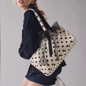 BAGGU White Polka Dot - Medium Nylon Bowler Bag